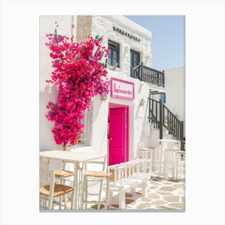 Greek Island Café Canvas Print