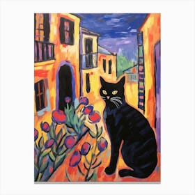 Painting Of A Cat In Urbino Italy 2 Canvas Print