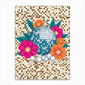 Disco Ball With Flowers Canvas Print