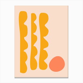 Abstract Matisse Inspired Cut Out Shapes in Yellow and Orange on a Peach Background Canvas Print