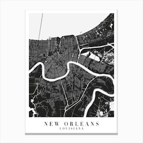 New Orleans Louisiana Minimal Black Mono Street Map Canvas Print