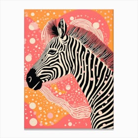 Zebra Orange & Pink Pattern 3 Canvas Print