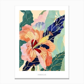 Colourful Flower Illustration Poster Hibiscus 3 Canvas Print