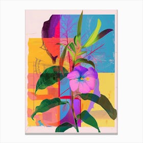 Periwinkle (Vinca) 2 Neon Flower Collage Canvas Print
