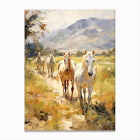 Horses Painting In Cotacachi, Ecuador 1 Canvas Print
