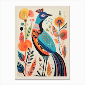 Colourful Scandi Bird Pheasant 8 Canvas Print