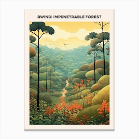 Bwindi Impenetrable Forest Midcentury Travel Poster Canvas Print