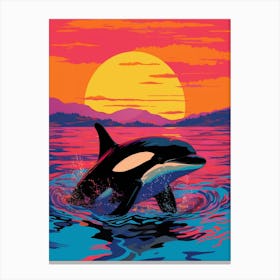 Killer Whale In The Sunset Colour Pop 2 Canvas Print