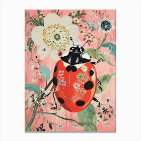Floral Animal Painting Ladybug 2 Canvas Print