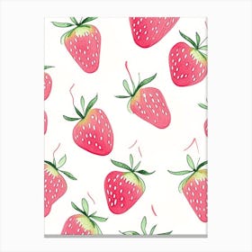 Strawberry Repeat Pattern, Fruit, Minimalist Watercolour Canvas Print