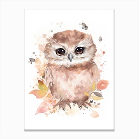 Baby Owl Watercolour Nursery 4 Canvas Print