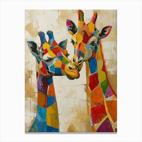 Geometric Colourful Giraffes 2 Canvas Print