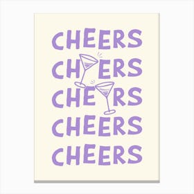 Cheers Cocktail Drinks in Lavender Purple and White Canvas Print