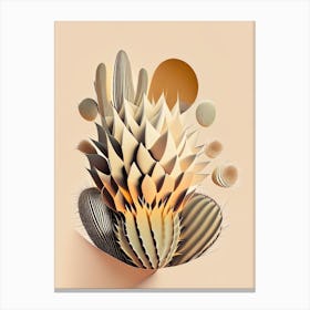 Ferocactus Cactus Neutral Abstract 1 Canvas Print