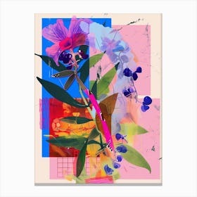 Bluebonnet 5 Neon Flower Collage Canvas Print