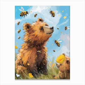 Andrena Bee Storybook Illustration 3 Canvas Print