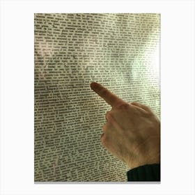 Hand Pointing At A Document Canvas Print