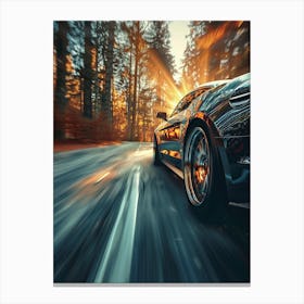 Speeding Sports Car In The Forest 1 Canvas Print