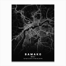 Bamako Mali Black Map Canvas Print