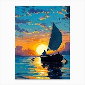 Sailboat At Sunset 11 Canvas Print