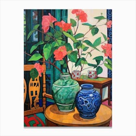 Flowers In A Vase Still Life Painting Bougainvillea 3 Canvas Print