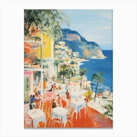 Positano, Amalfi Coast   Italy Beach Club Lido Watercolour 6 Canvas Print
