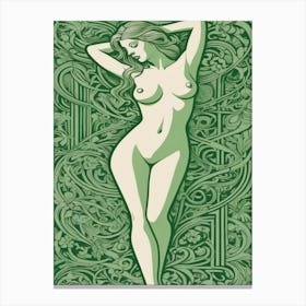 Nude Woman In Green Canvas Print