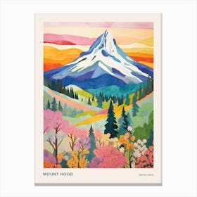 Mount Hood United States 2 Colourful Mountain Illustration Poster Canvas Print