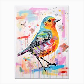 Colourful Bird Painting Robin 2 Canvas Print