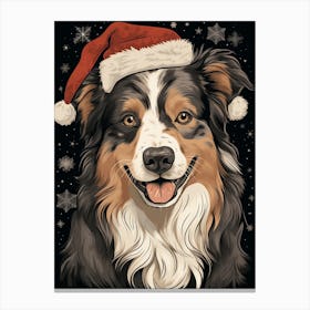 Australian Shepherd Santa Hat 1 Canvas Print