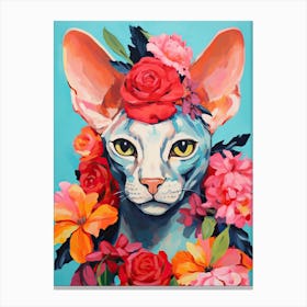 Sphynx Cat With A Flower Crown Painting Matisse Style 4 Canvas Print
