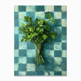 Herbs Blue Checkerboard 2 Canvas Print