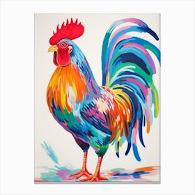 Colourful Bird Painting Rooster 3 Canvas Print