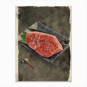 Wagyu Beef Japanese Cuisine Mid Century Modern Canvas Print