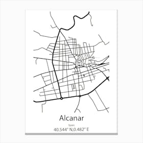 Alcanar,Spain Minimalist Map Canvas Print