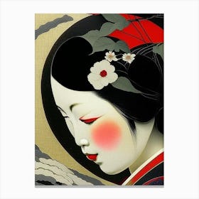 Close Up Abstract Yin and Yang Japanese Ukiyo E Style Canvas Print