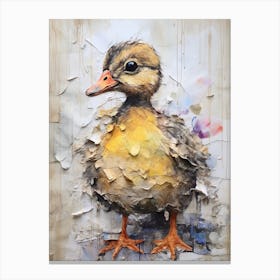 Textured Mixed Media Duckling Collage 3 Canvas Print