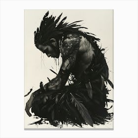 Whimsical Dark Feathers Man 10 Canvas Print