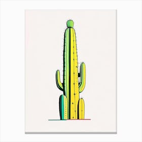 Totem Pole Cactus Minimal Line Drawing Canvas Print
