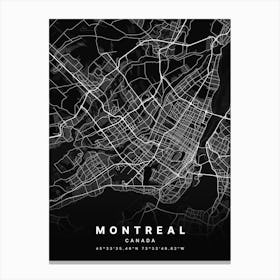 Montreal Quebec Canada Black Map Canvas Print