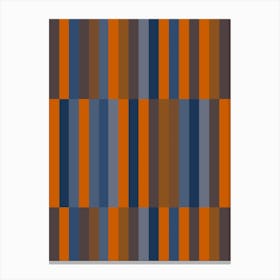 Striped Pattern Orange and Blue Multi Canvas Print