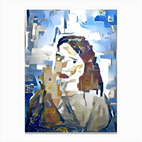 Woman In A Blue Dress Canvas Print