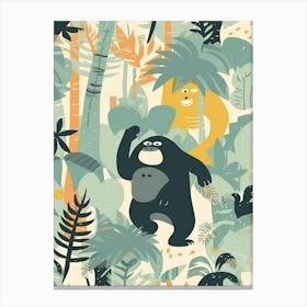 Gorilla Art With Bananas Cartoon Illustration 7 Canvas Print