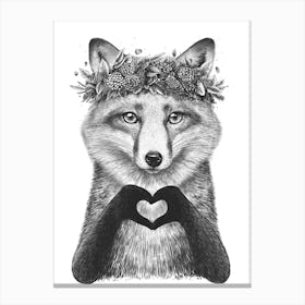 Fox With Heart Canvas Print