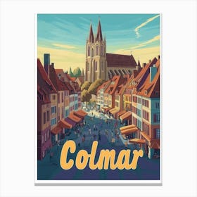 Aihrgdesign A Retro Travel Poster For Colmar Featuring The Go B499e7a8 52fa 474d 8054 Ad8e7b7c826c 3 Canvas Print