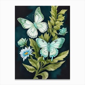 Butterflies And Flowers 1 Canvas Print