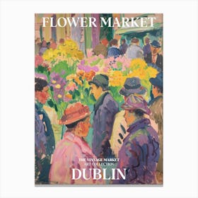 Vintage Flower Market Painting Dublin 4 Canvas Print