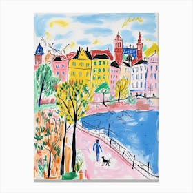 Stockholm, Dreamy Storybook Illustration 3 Canvas Print