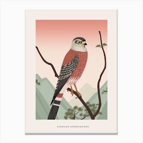 Minimalist Eurasian Sparrowhawk 2 Bird Poster Canvas Print