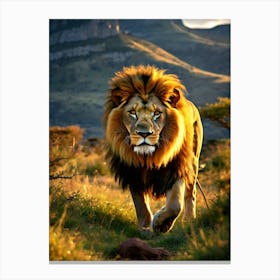 Lion In The Grass Canvas Print